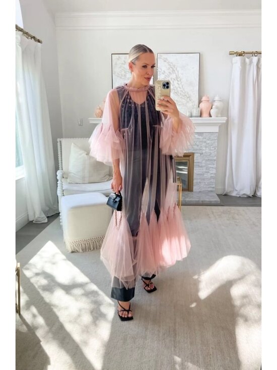 Anthropologie Dresses & Skirts - Maeve by Anthropologie glamorous tulle mesh sheer overlay midi Dress